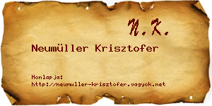 Neumüller Krisztofer névjegykártya